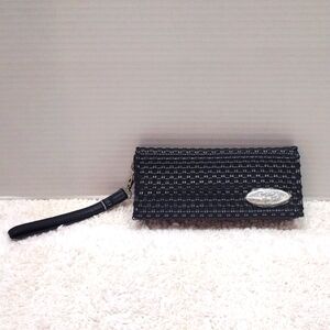 Madeleine Vieira Black Weave Viny Clutch Wallet